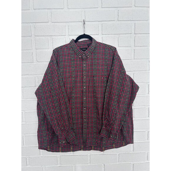 Vintage Casbah Button Up Shirt Long Sleeve Mens XL Red Green Plaid Rare - Picture 2 of 8
